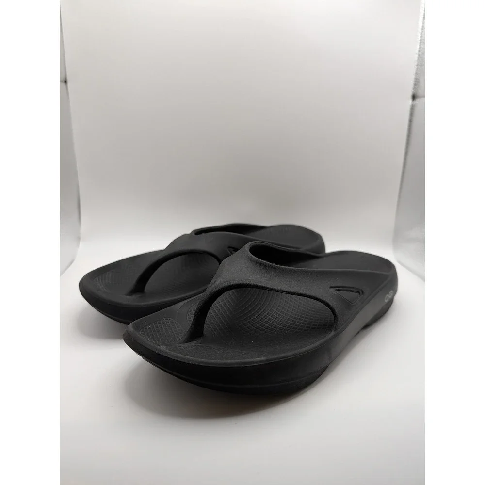 OOFOS OOriginal Thong Sandal Black Mens 10 Womens 12 Recovery Flip Flops EU 43